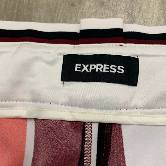 Womens Express Striped High Rise Ankle Career Business Work Pants - Picture 6 of 8